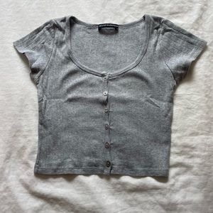 Brandy Melville Grey Cropped T Shirt